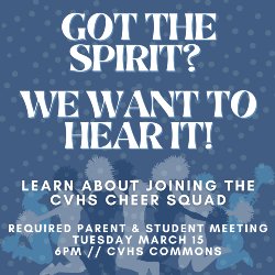 Cheer Squad Meeting March 15 6pm